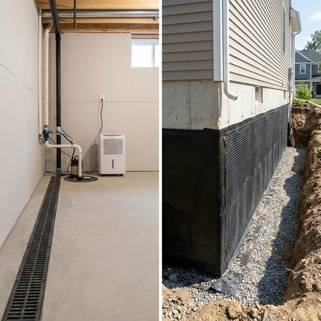 basement waterproofing cost Florida - interior vs exterior method comparison