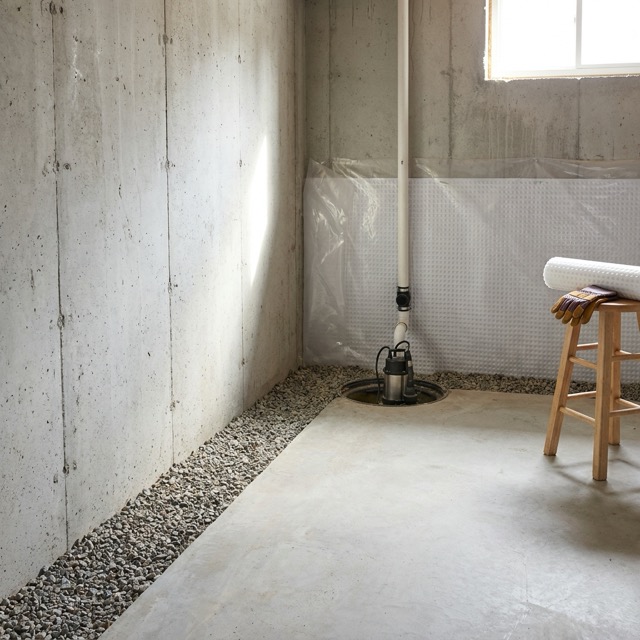 basement waterproofing methods Florida - French drain sump pump and membrane systems