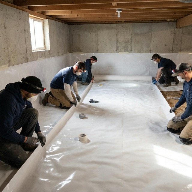 crawl space encapsulation cost Virginia - vapor barrier installation process