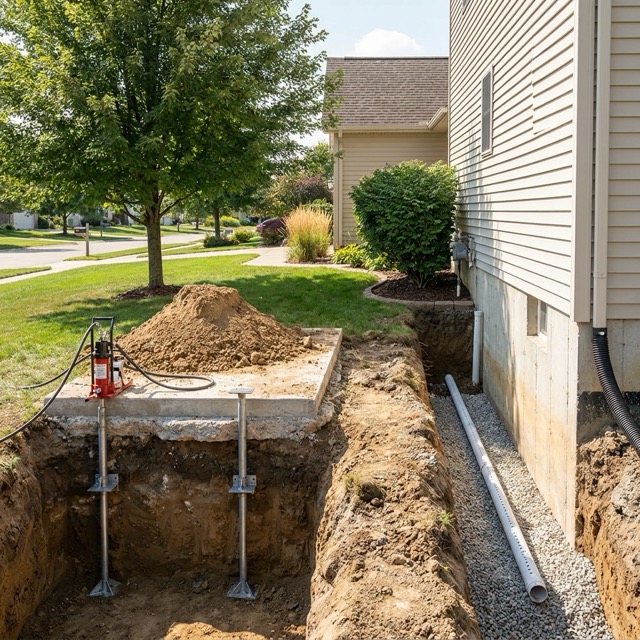 foundation settlement and heaving repair methods Florida - pier underpinning and drainage solutions