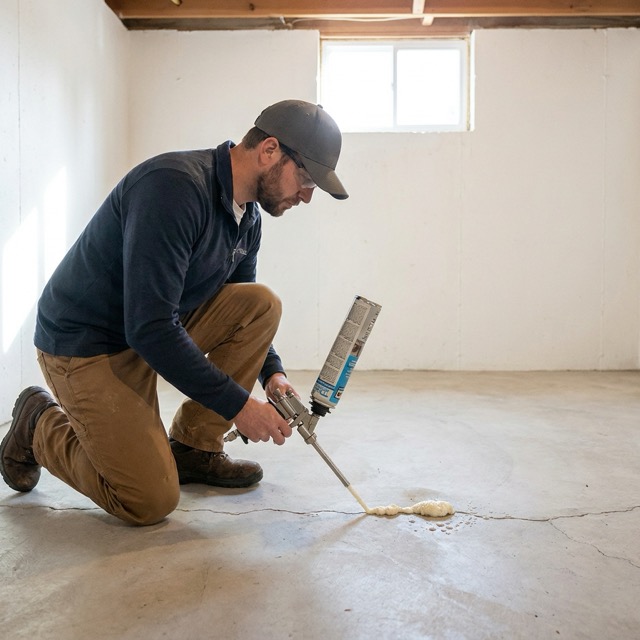 slab foundation crack repair Texas - polyurethane injection sealing slab crack